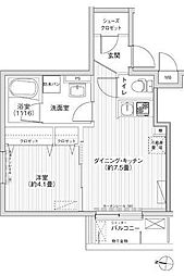 ブレス新中野 1DKの間取図画像