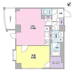 プラース千代田富士見 1LDKの間取図画像