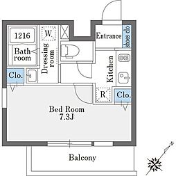 ラドゥセール巣鴨East 1Kの間取図画像