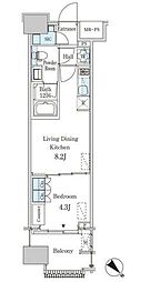 レガシス中目黒 1LDKの間取図画像