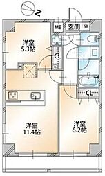 OrchidResidence本駒込 2LDKの間取図画像