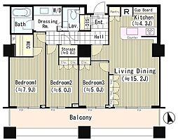パークコート麻布十番ザ・タワー 3LDKの間取図画像