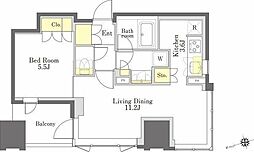 びゅうリエットグラン新宿戸山 1LDKの間取図画像