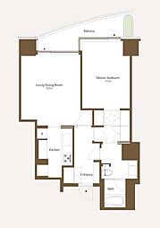愛宕グリーンヒルズフォレストタワー 1LDKの間取図画像