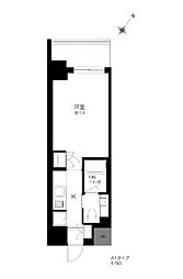 プライマル勝どき 1Kの間取図画像
