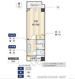 メインステージ広尾 1Kの間取図画像