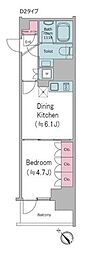 クロスレジデンス大崎 1DKの間取図画像