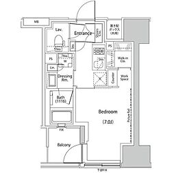 ザ・パークハビオ人形町レジデンス 1Kの間取図画像