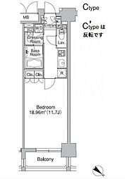 レジディア市ヶ谷2 1Kの間取図画像