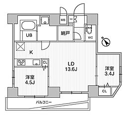 エスレジデンス目黒大岡山ブレサ 2LDKの間取図画像