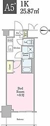 クロスレジデンス飯田橋 1Kの間取図画像