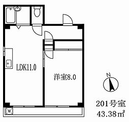 ハイマート富士 1LDKの間取図画像