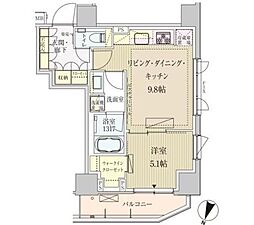 パークアクシス赤坂見附 1LDKの間取図画像