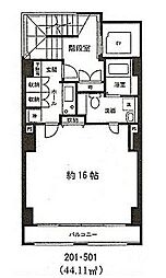 ぱぁくふろんと白金 1Kの間取図画像