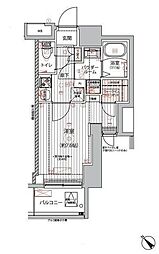 アルコバレーノ戸越銀座 1Kの間取図画像