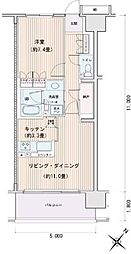 エスティメゾン豊洲レジデンスB棟 1LDKの間取図画像