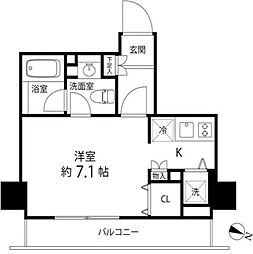 麻布十番レジデンス ワンルームの間取図画像