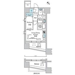 デュオフラッツ池尻大橋 1LDKの間取図画像