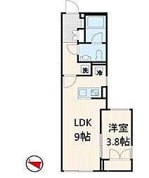 ラドゥセール西落合 1LDKの間取図画像