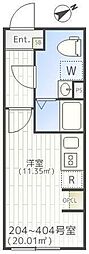 ザパークエクシア大崎 ワンルームの間取図画像