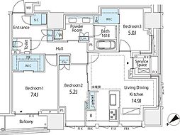 ミレアコート銀座プレミア 3LDKの間取図画像
