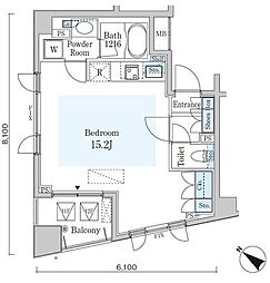 オーキッドレジデンス六本木 ワンルームの間取図画像