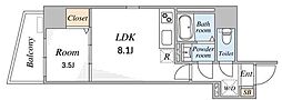 ベラオス白山 1LDKの間取図画像