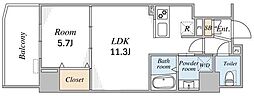 ベラオス白山 1LDKの間取図画像