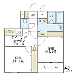 ザ 品川イーストレジデンス 2Kの間取図画像