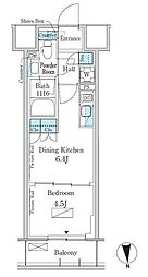 パークアクシス新宿百人町 1DKの間取図画像