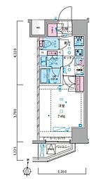 ジェノヴィア新宿早稲田グリーンヴェール 1Kの間取図画像