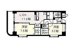ラポール西大島ウェスト 2LDKの間取図画像
