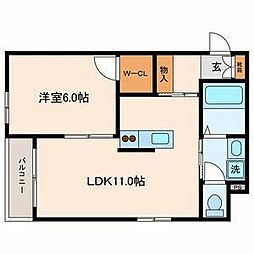 エスティア 1LDKの間取図画像