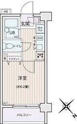 エコロジー都立大学レジデンス 1Kの間取図画像