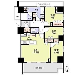 晴海フラッグ サンビレッジ T棟 3LDKの間取図画像