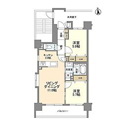 グラーナ上野 2LDKの間取図画像