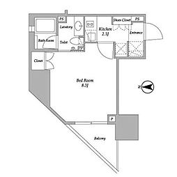 パークアビタシオン麻布十番 1Kの間取図画像