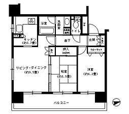 パークキューブ浅草田原町 2LDKの間取図画像