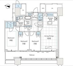 パークコート文京小石川ザタワー 3LDKの間取図画像