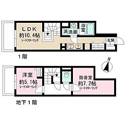 アドミラル碑文谷 1SLDKの間取図画像