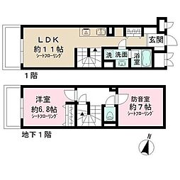 アドミラル碑文谷 1SLDKの間取図画像