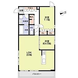 グリーントーシン 2LDKの間取図画像