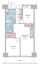レジディア芝浦 2LDKの間取図画像