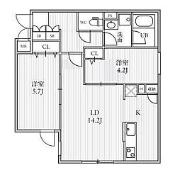 ザパームス大島 2LDKの間取図画像