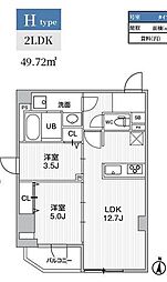 エスレジデンス亀戸バーム(S-RESIDENCE亀戸balm) 2LDKの間取図画像
