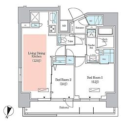 アーバネックス千代田淡路町 2LDKの間取図画像
