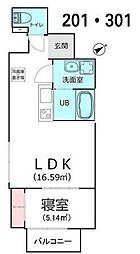 リジリエント湊 1LDKの間取図画像