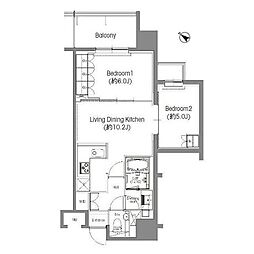 BPRレジデンス三田伊皿子坂 2LDKの間取図画像