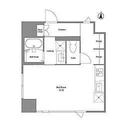 品川港南テラス ワンルームの間取図画像