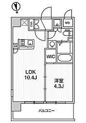 Aden麻布十番 1LDKの間取図画像